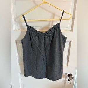Eileen Fisher Charcoal Camisole with Frayed Neckline